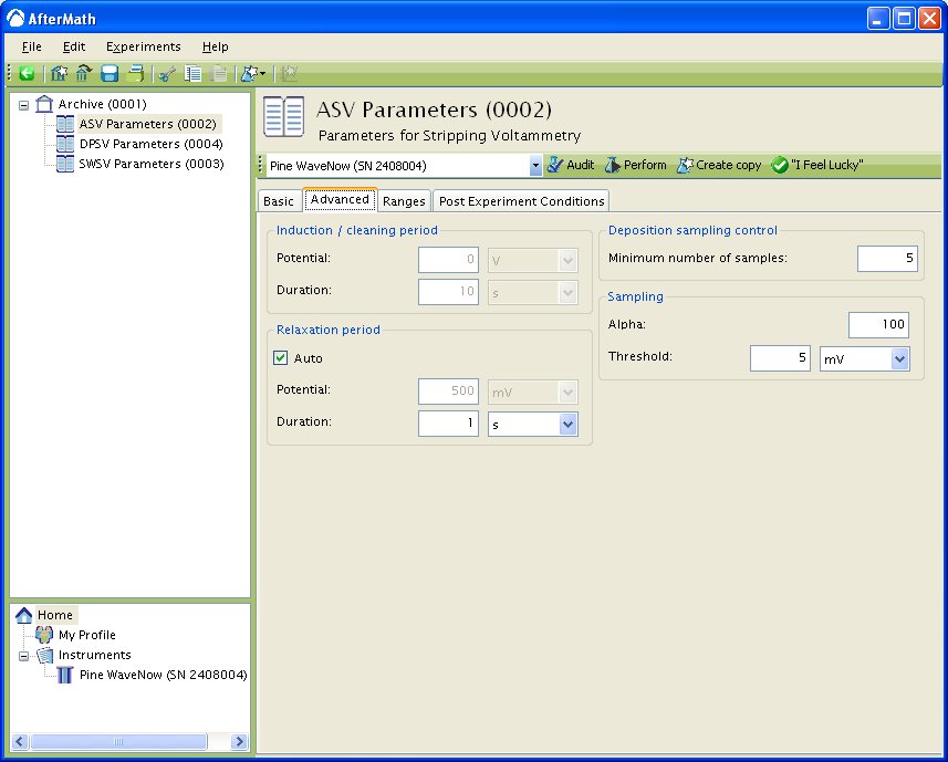 ASV Advanced parameters