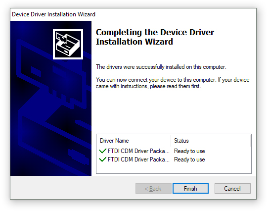 FTDI USB Device Driver Installation Dialog 2