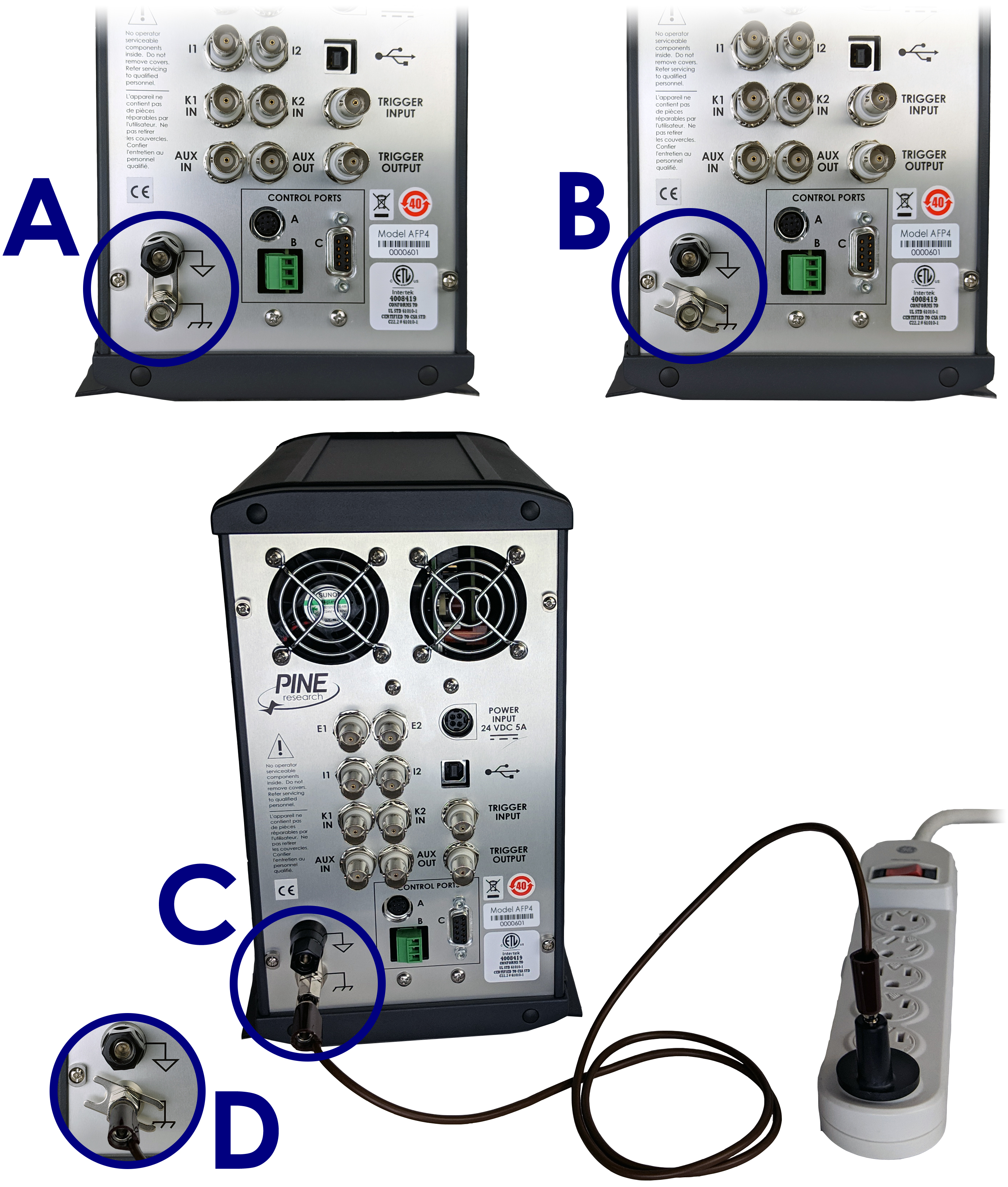 WaveDriver 40 Four Common Instrument Grounding Configurations