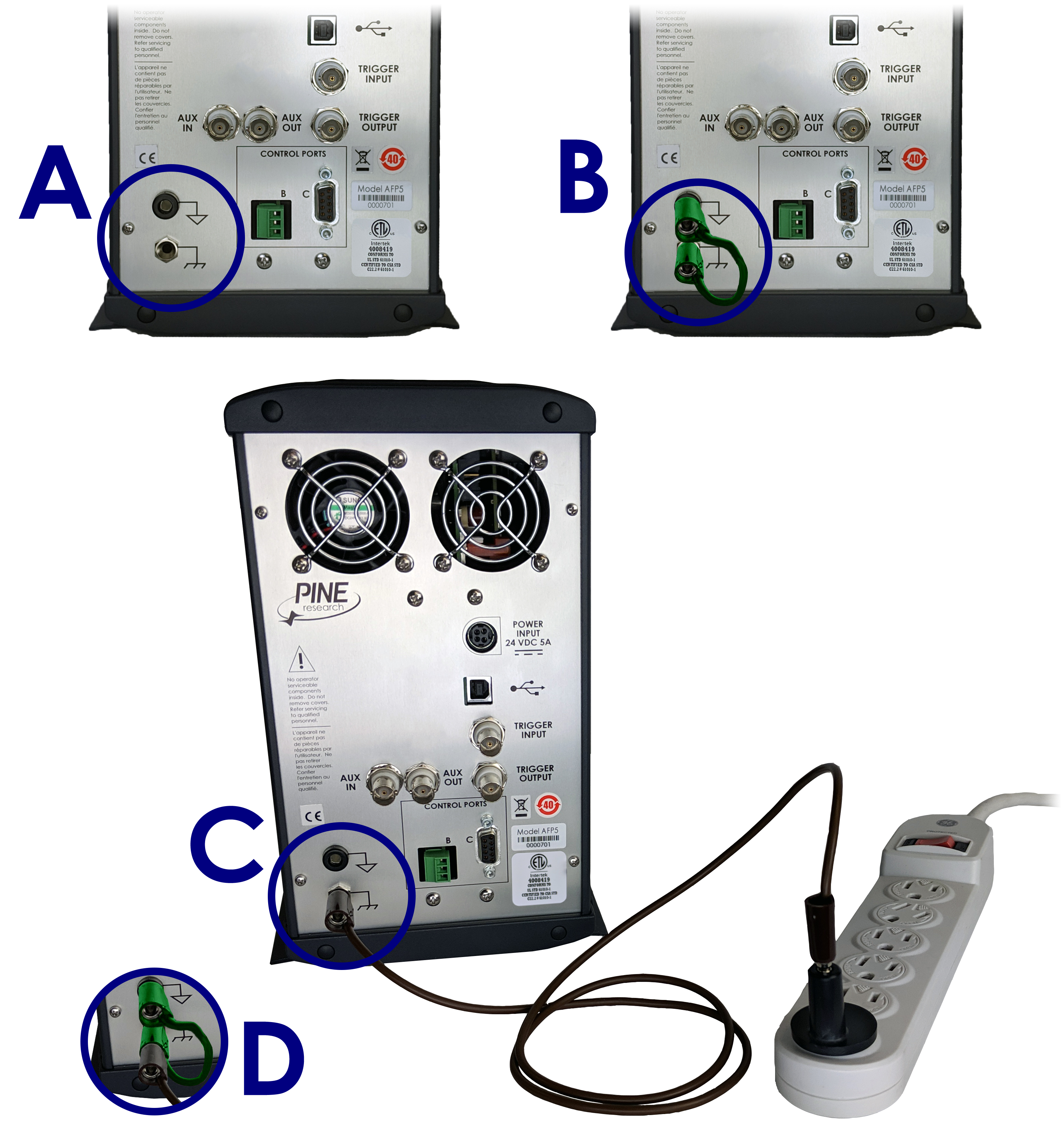 WaveDriver 200 Four Common Instrument Grounding Configurations