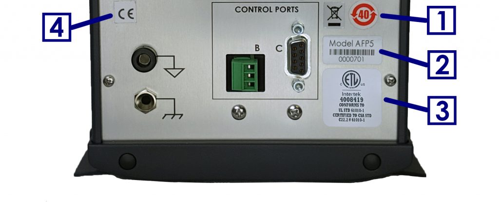 WaveDriver 100 Back Panel Instrument Markings