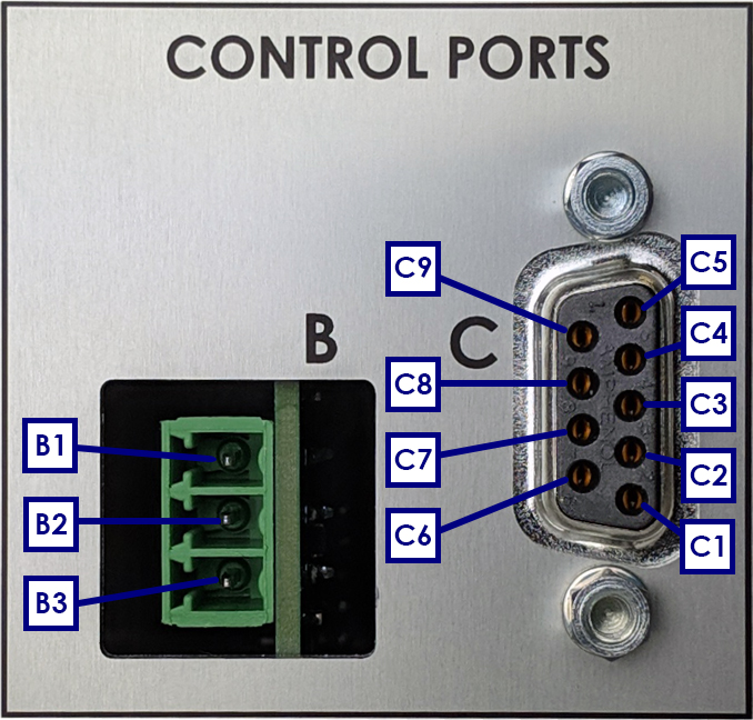 WaveDriver 100 Control Ports B and C Pinouts