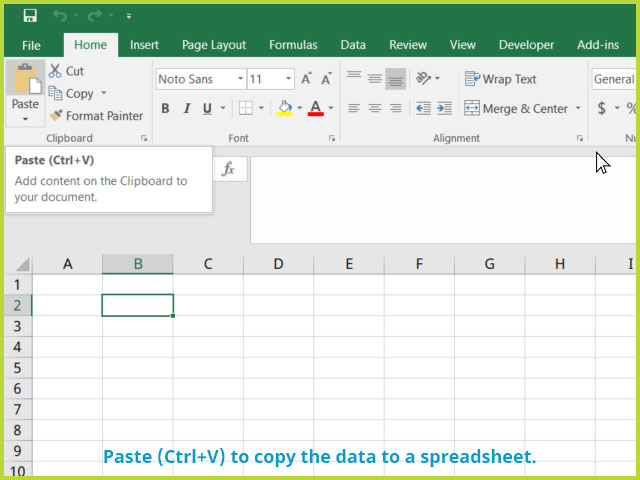 Quick Export Method of Copying and Pasting Data from AfterMath to a Spreadsheet Program