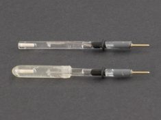 Mini Ag/AgCl Reference Electrode (shown with and without protective covering)