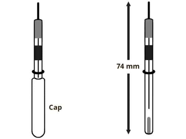 RRPEAGCL 74 mm Ag/AgCl LowProfile Reference Electrode Drawing