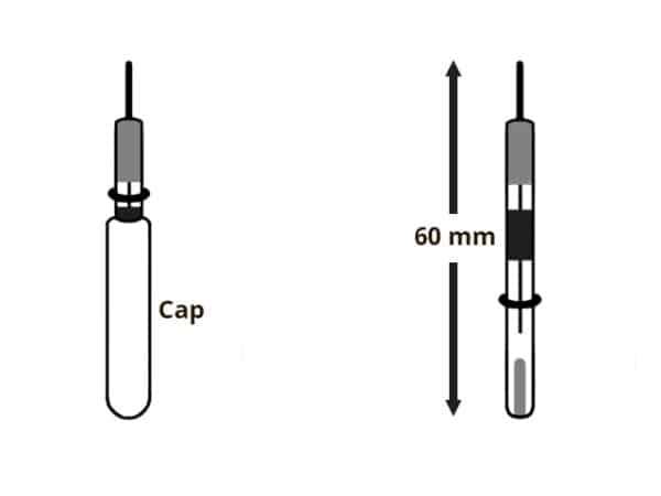 RRPEAGCL2 60 mm Ag/AgCl LowProfile Reference Electrode Drawing