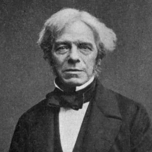 Michael Faraday -  By Probably albumen carte-de-visite by John Watkins - Opposite p. 290 of Millikan and Gale's Practical Physics (1922)